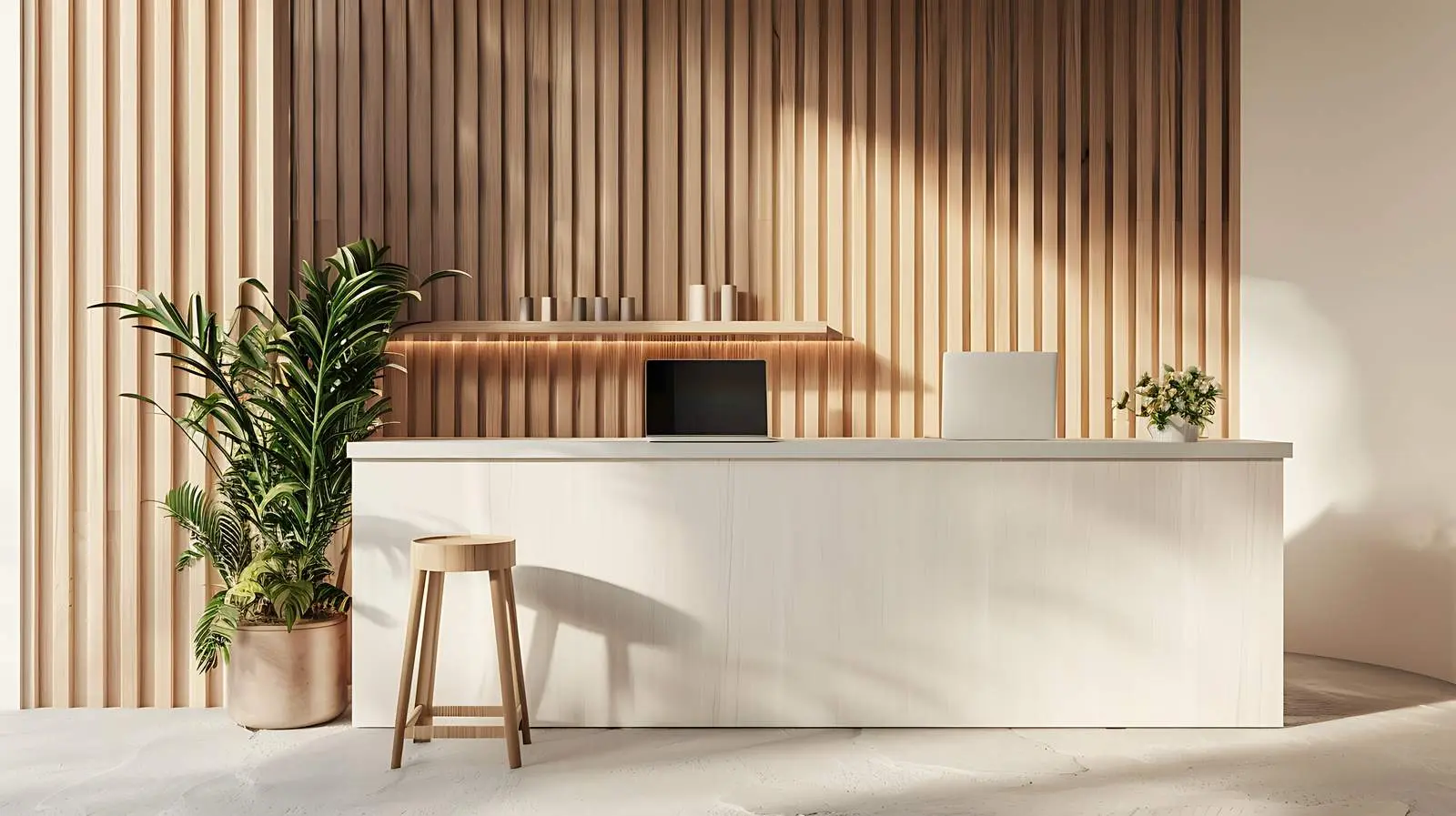 Laptop on Bar Counter with Stools — free download from Dotvec