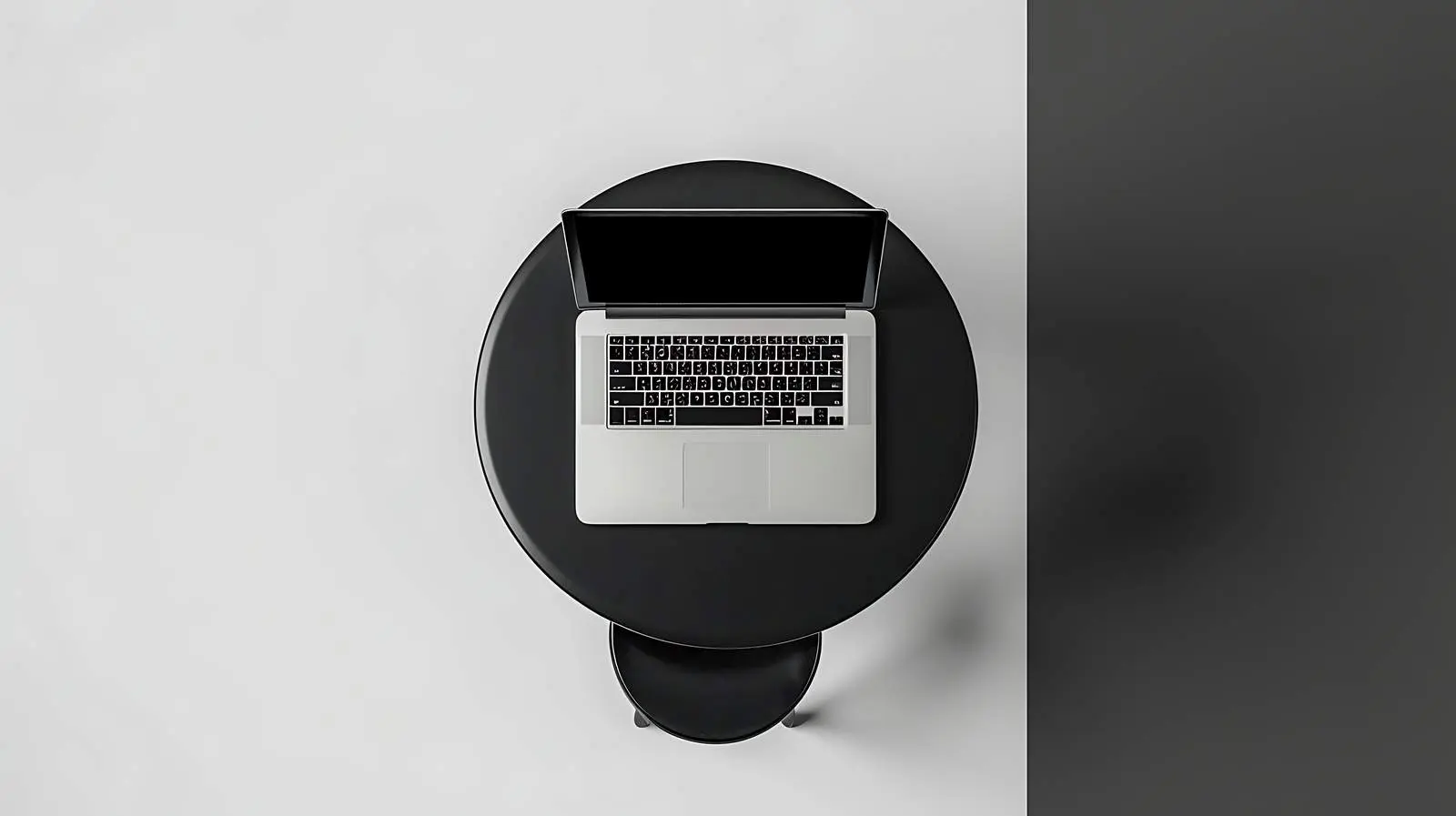 Laptop on Black Table with Stool View — free download from Dotvec