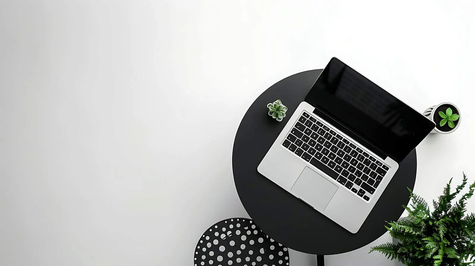 Laptop on Black Table with Stool — free download from Dotvec