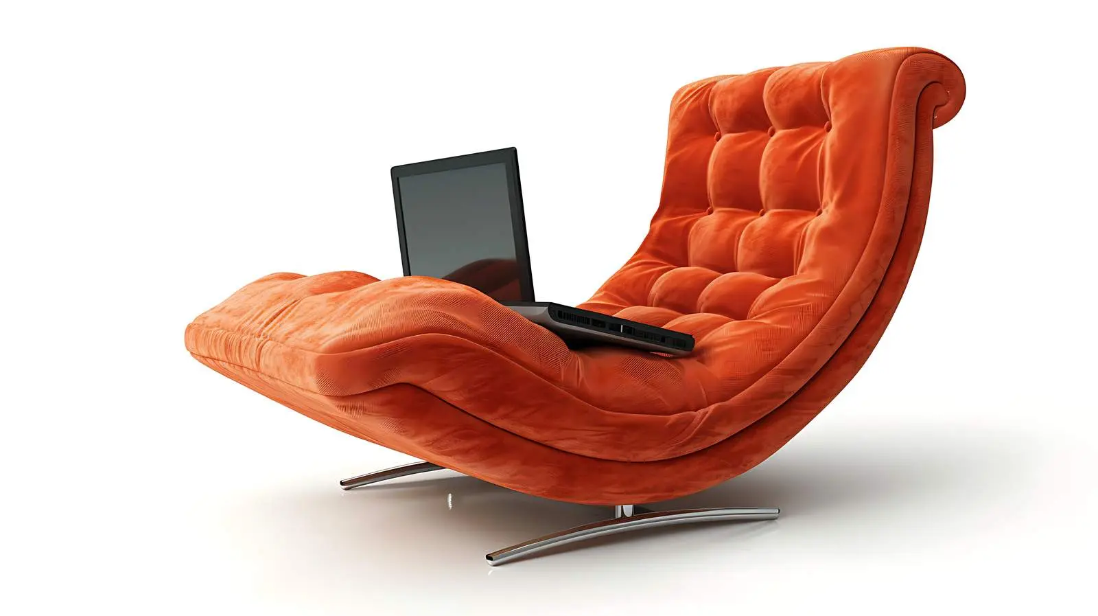 Laptop on Comfortable Orange Lounge Chair — free download from Dotvec