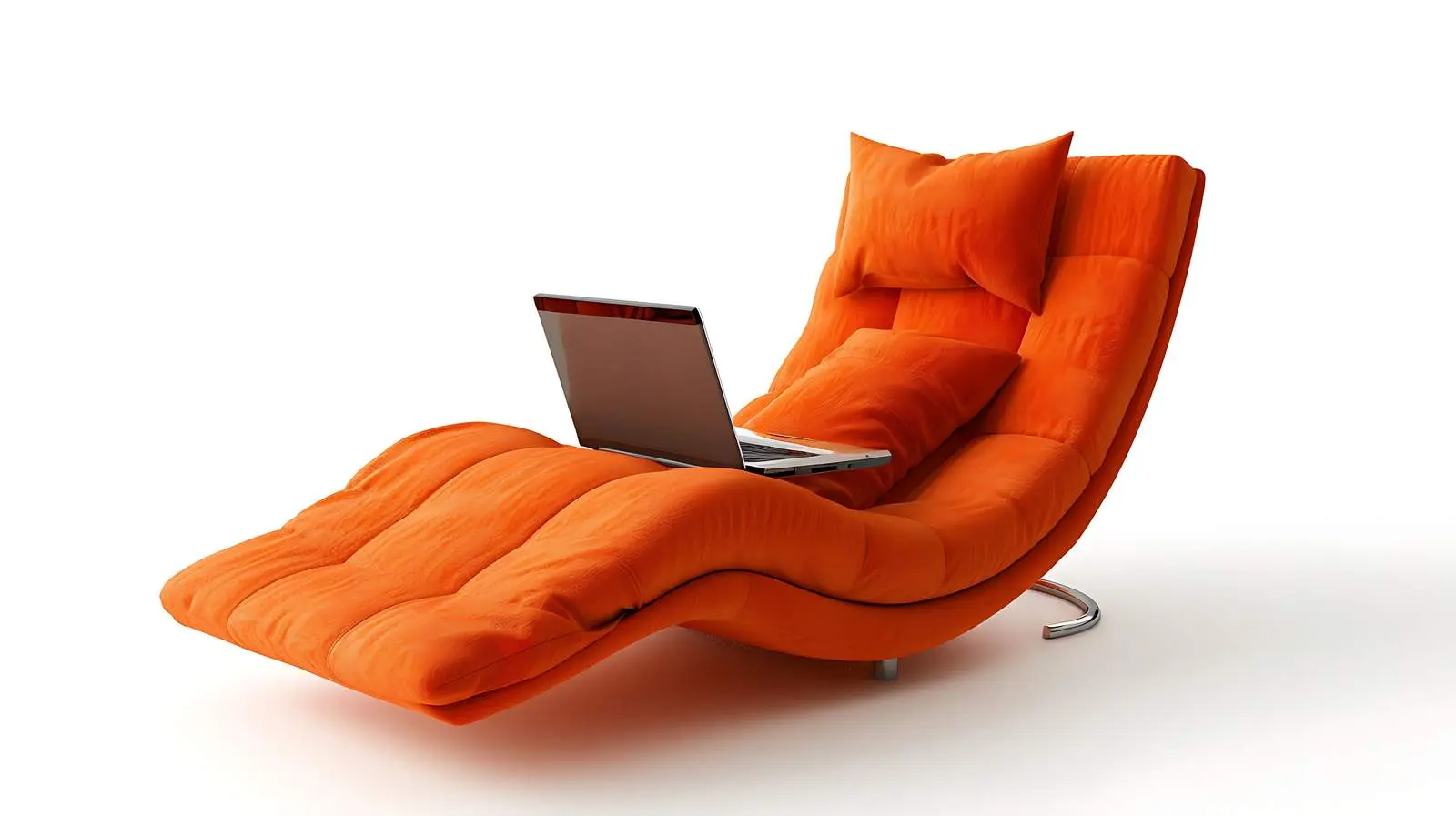 Laptop on Comfortable Orange Lounge Chair — free download from Dotvec