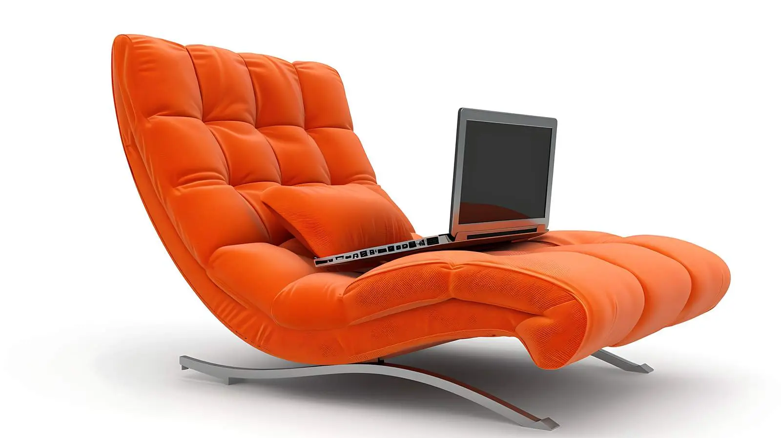 Laptop on Comfortable Orange Lounge Chair — free download from Dotvec