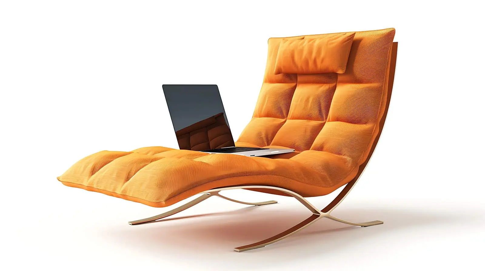 Laptop on Orange Lounge Chair — free download from Dotvec