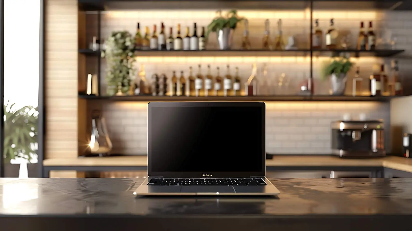 Laptop on Green Velours Background with Sunlight — free download from Dotvec