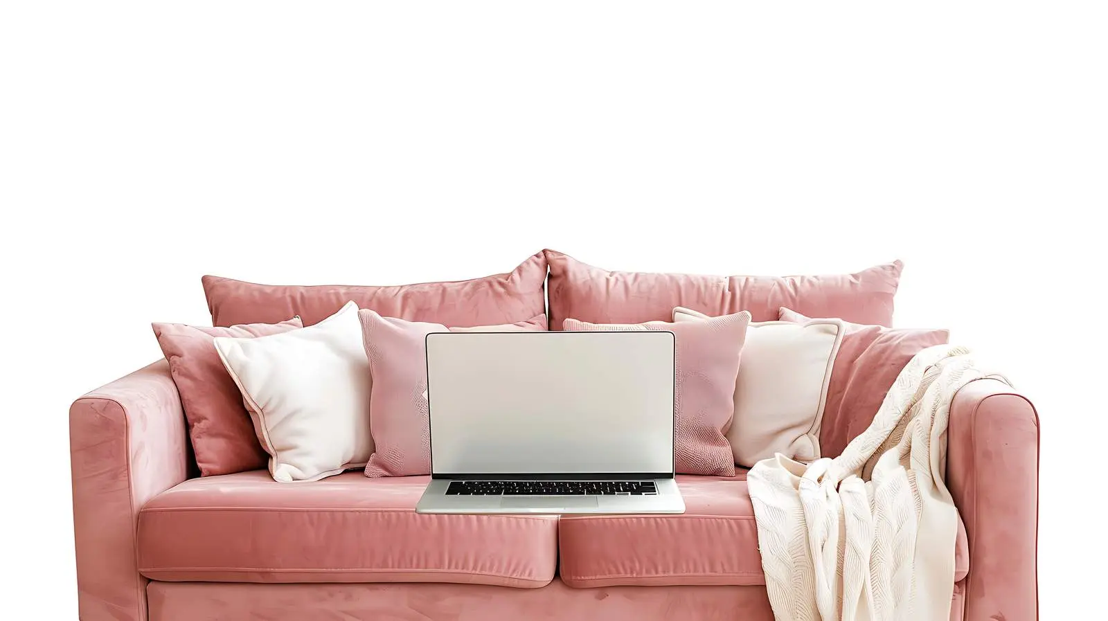 Laptop on Sofa for Home Office Setup — free download from Dotvec