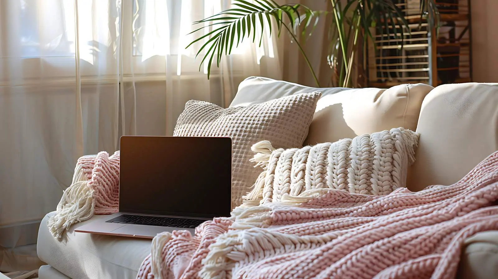 Freelance Work Setup on Sofa – free home productivity image from Dotvec