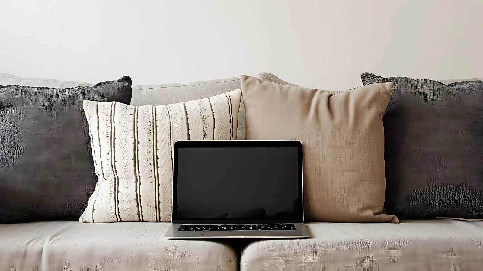 Freelance Work Setup on Sofa with Laptop — free download from Dotvec