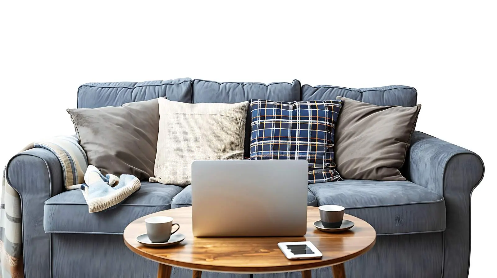 Laptop on Table Beside Sofa — free download from Dotvec