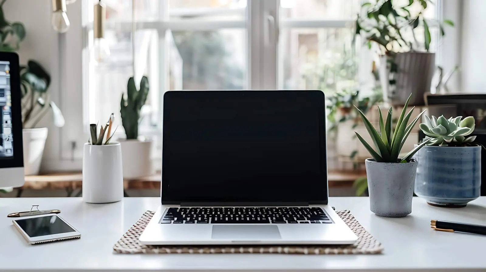 Stylish Home Office Laptop Workspace Setup — free download from Dotvec