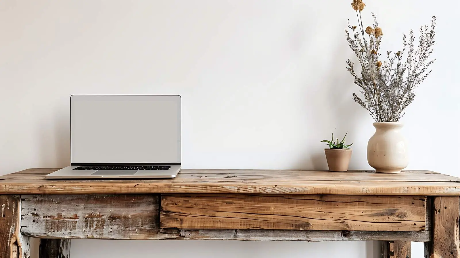 Laptop on Vintage Wooden Console Table — free download from Dotvec