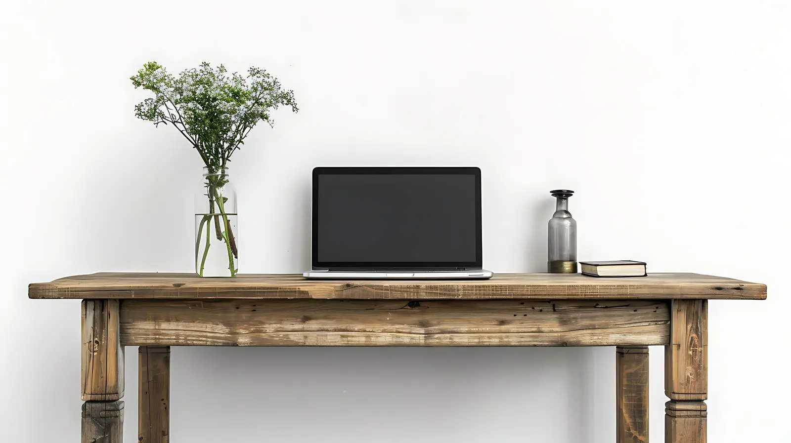 Laptop on Vintage Wooden Console Table — free download from Dotvec
