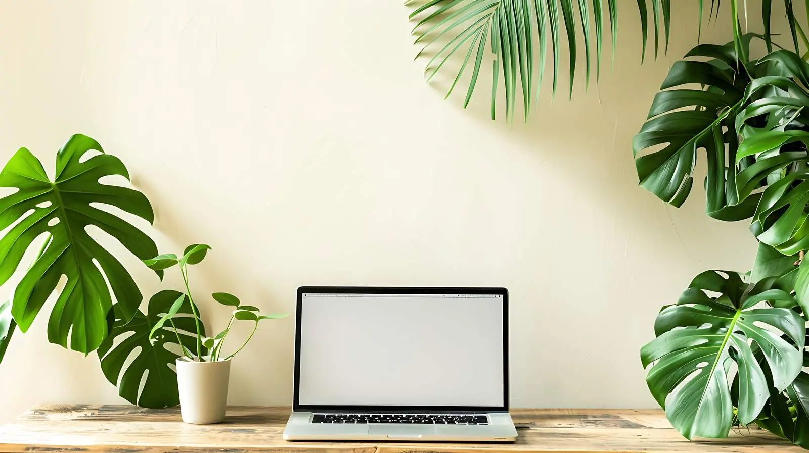 Laptop on Vintage Wooden Console Table — free download from Dotvec