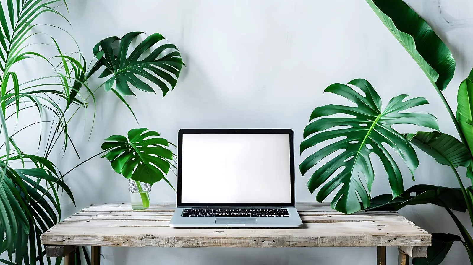 Laptop on Vintage Wooden Console Table — free download from Dotvec