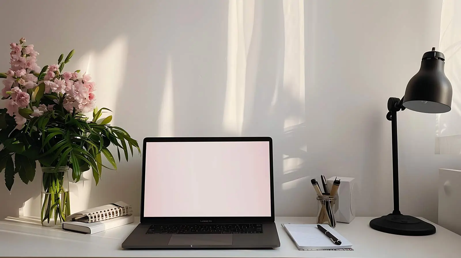 Laptop on Table with Blank Screen Space — free download from Dotvec