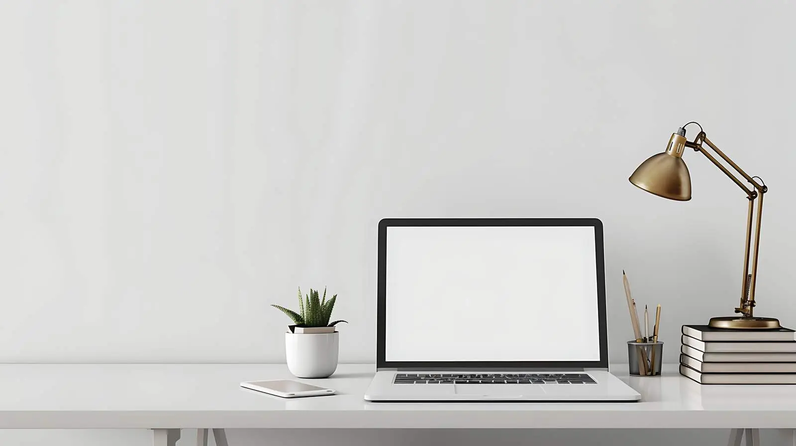 Laptop on Table with Blank Screen Space — free download from Dotvec