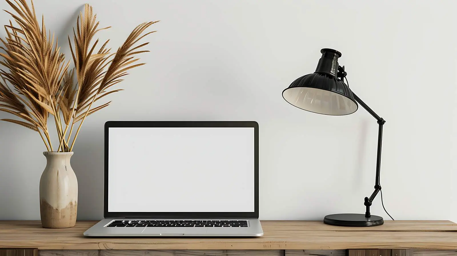 Laptop with Blank Screen on Table — free download from Dotvec