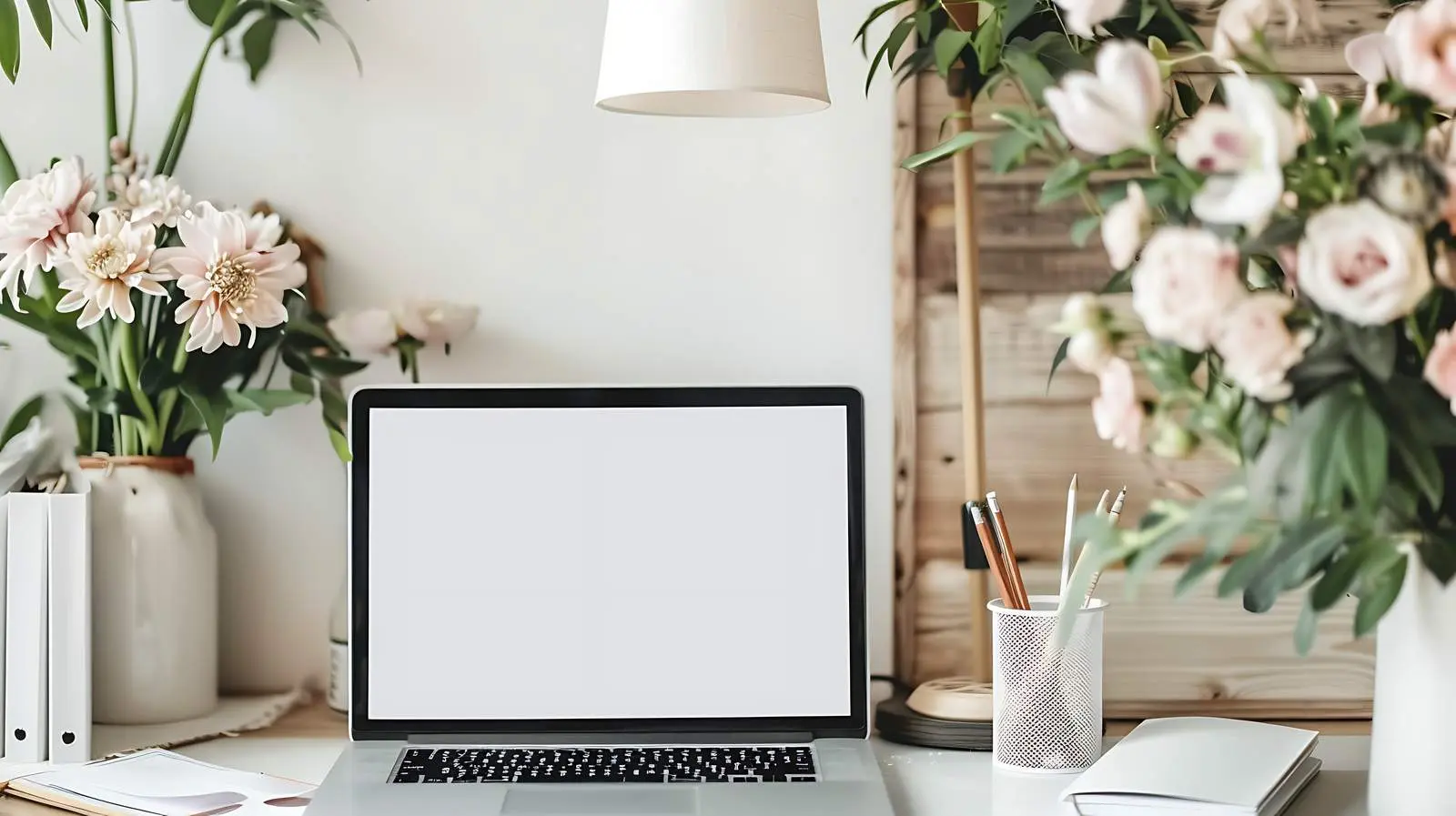 Laptop Computer with Blank Screen on Table — free download from Dotvec