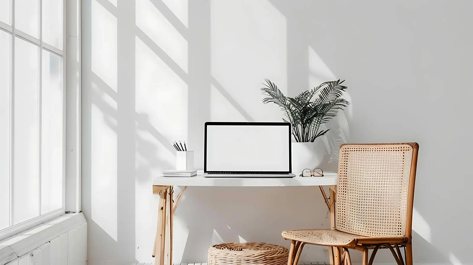 Aesthetic Laptop on Chair with Blank Screen — free download from Dotvec