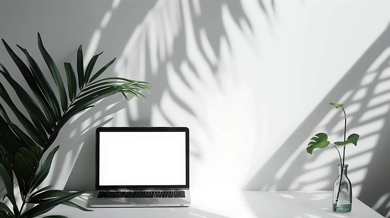 Laptop on Chair with Blank Screen and Tropics — free download from Dotvec