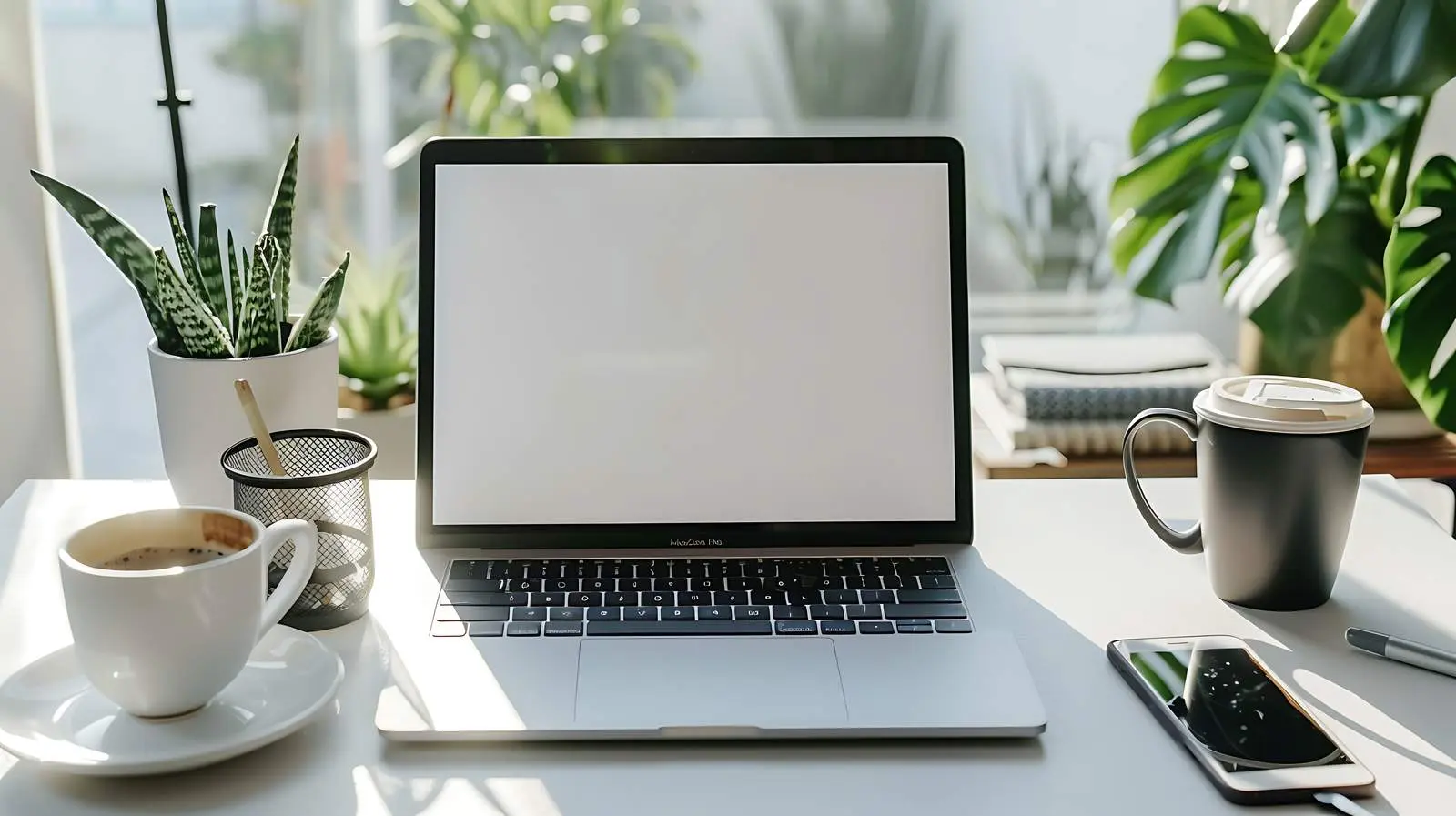 Aesthetic Laptop on Table with Blank Screen — free download from Dotvec