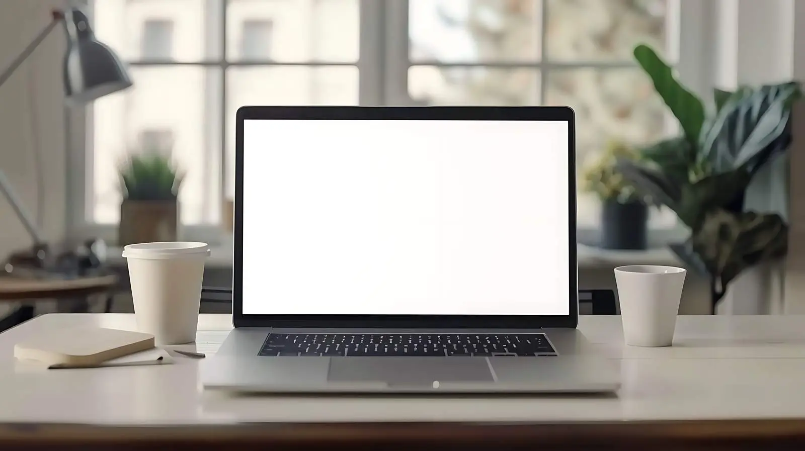 Aesthetic Laptop on Table with Blank Screen — free download from Dotvec