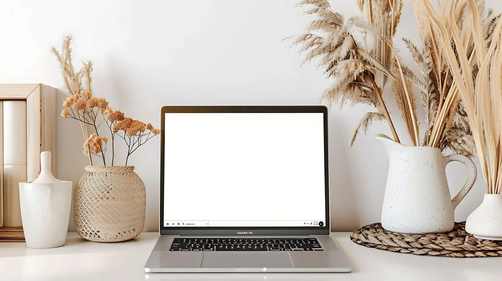 Aesthetic Laptop with Blank Screen on Table — free download from Dotvec