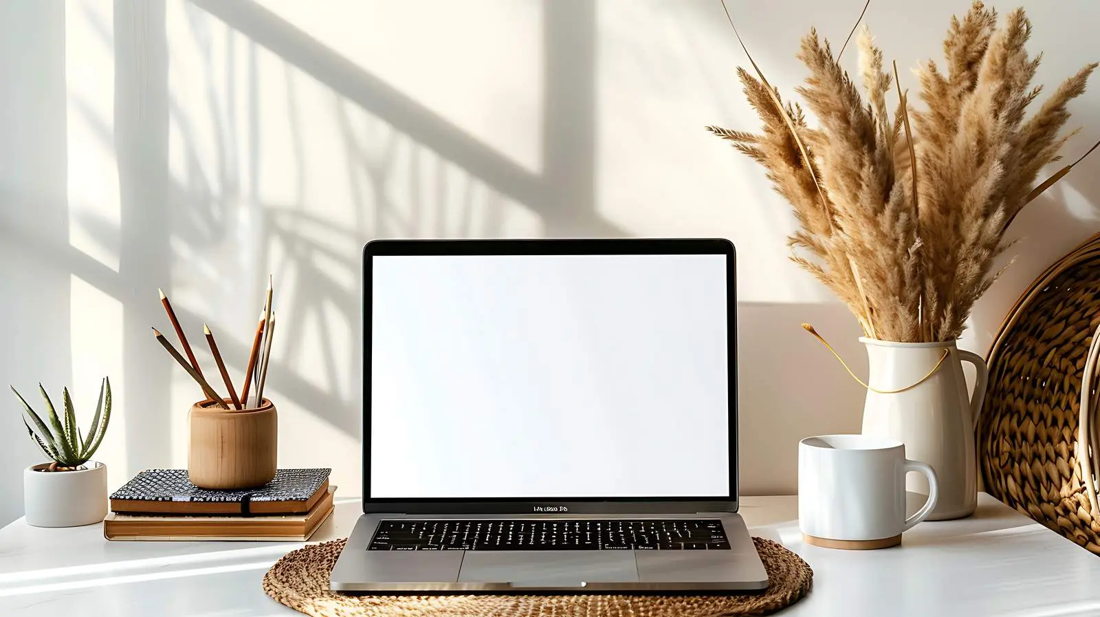 Laptop on Table with Aesthetic Background — free download from Dotvec