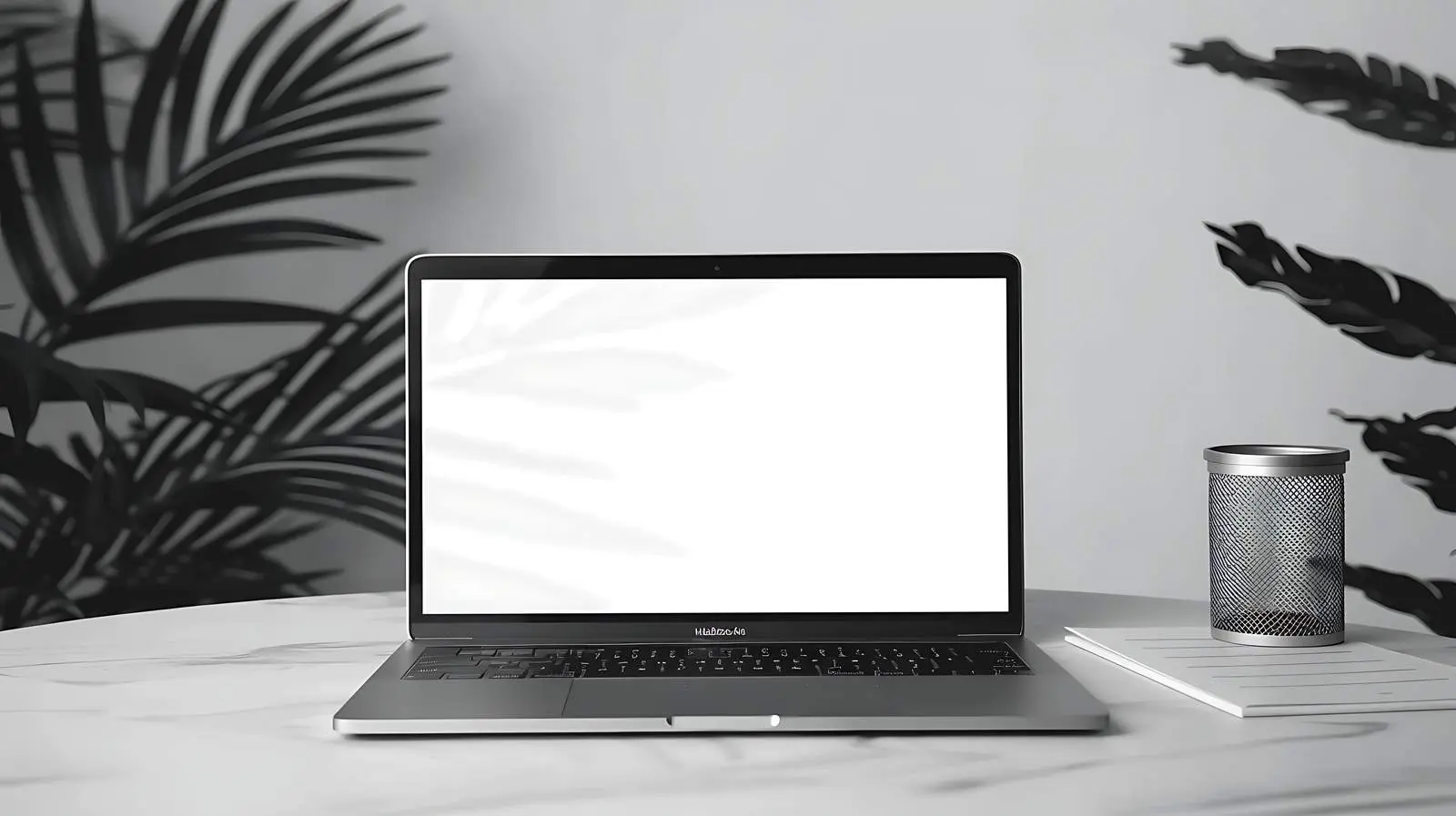 Aesthetic Laptop on Table with Blank Screen — free download from Dotvec