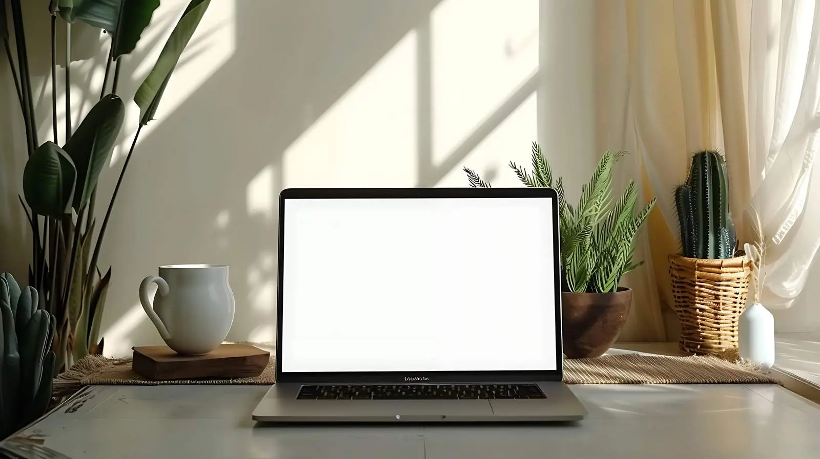 Aesthetic Laptop on Table with Blank Screen — free download from Dotvec