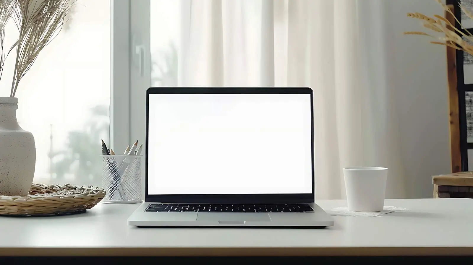 Aesthetic Laptop on Minimalist Table — free download from Dotvec