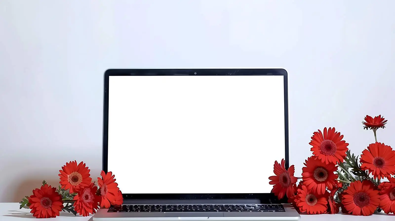 Laptop with Blank Screen on Table — free download from Dotvec