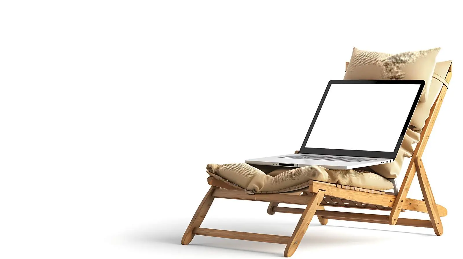 Laptop with Blank Screen on Comfortable Surface — free download from Dotvec