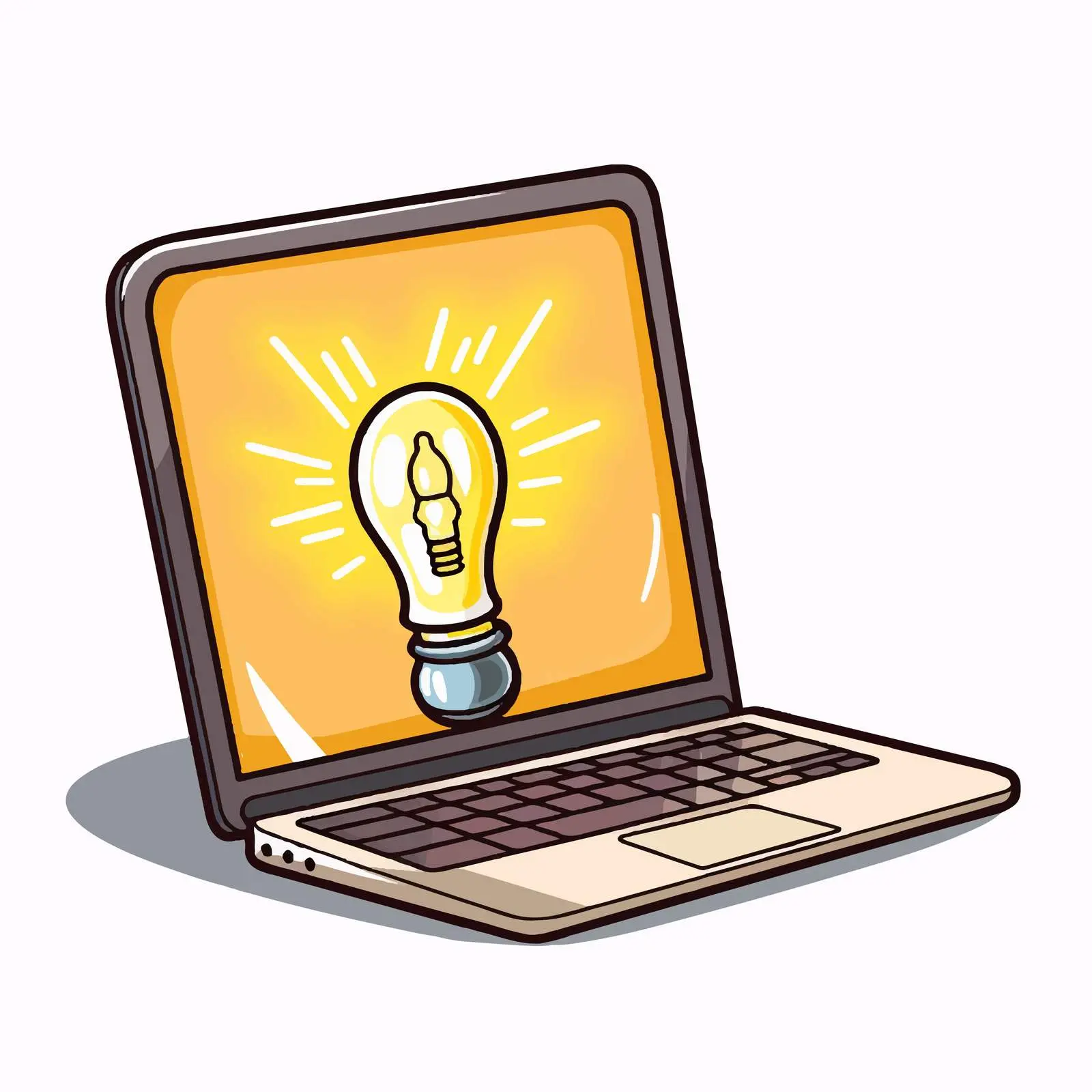Cartoon Laptop with Light Bulb Vector Illustration — free download from Dotvec