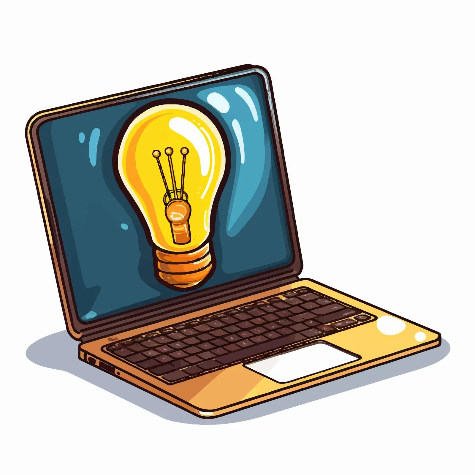 Cartoon Laptop with Bulb Light Vector Illustration — free download from Dotvec