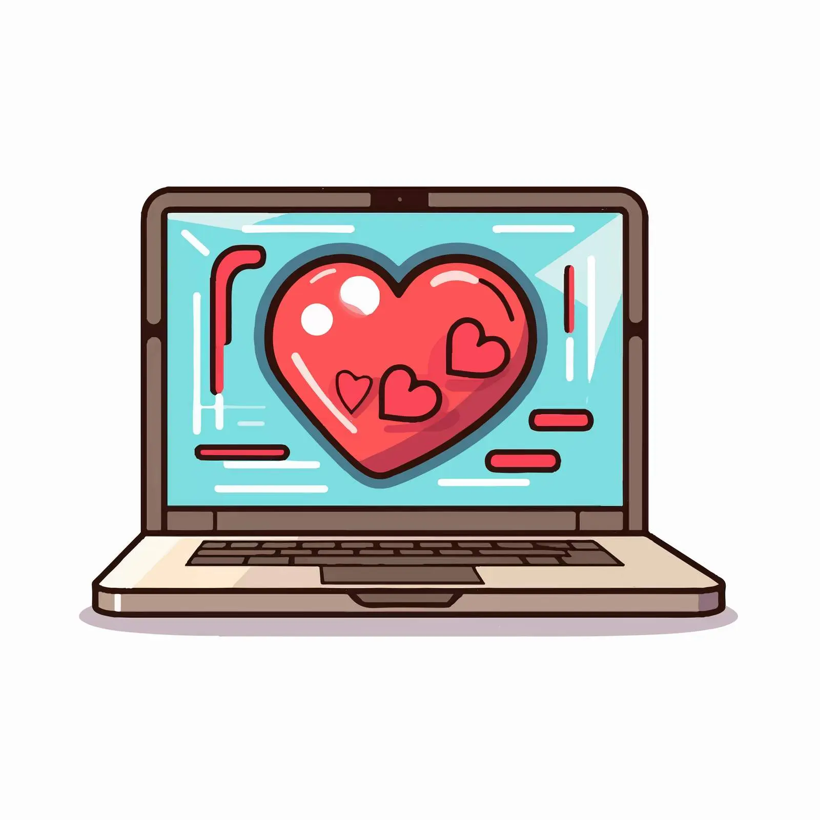 Cartoon Laptop with Heart and Cardio Elements – free health applications image from Dotvec
