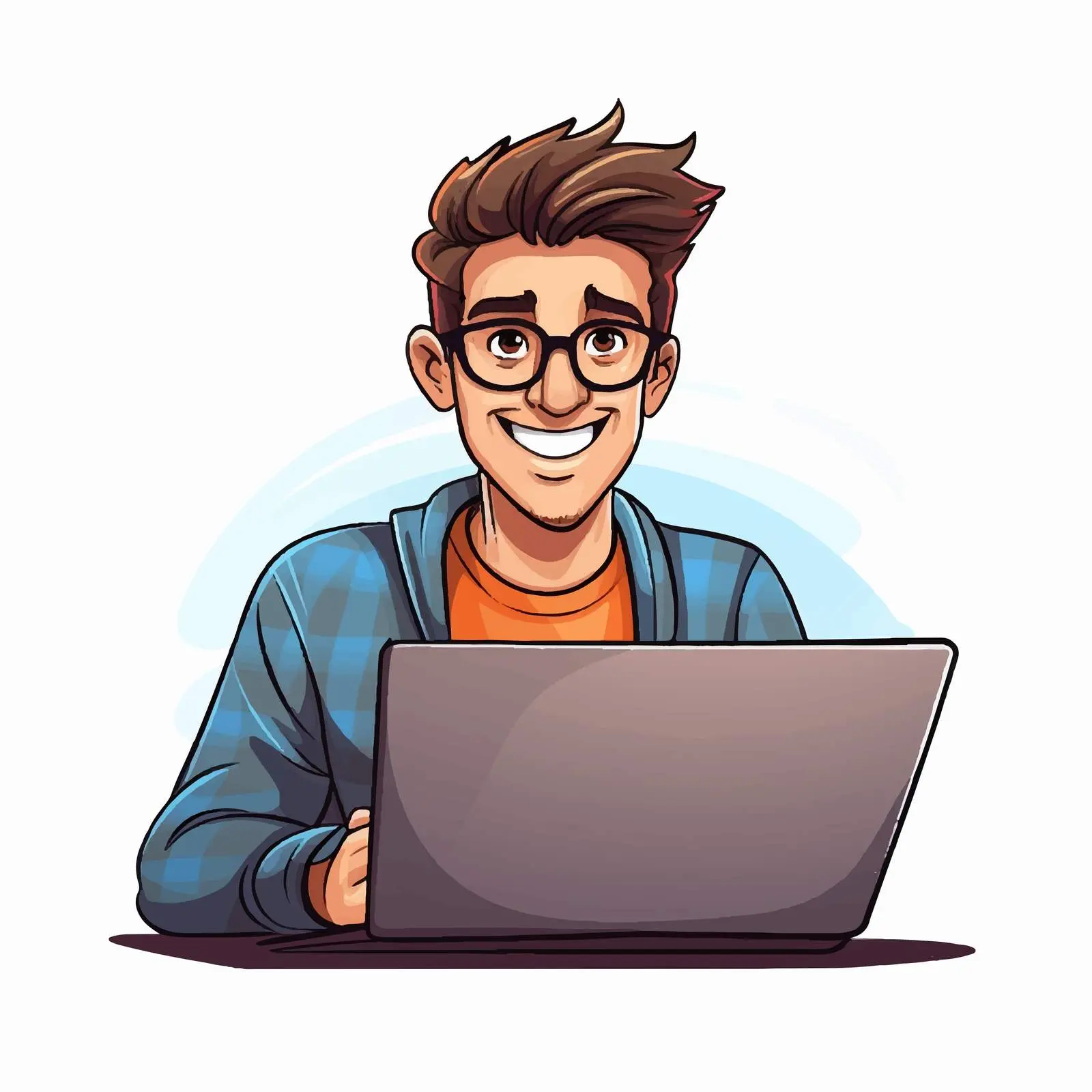 Cartoon User with Laptop Vector Illustration – free web development image from Dotvec