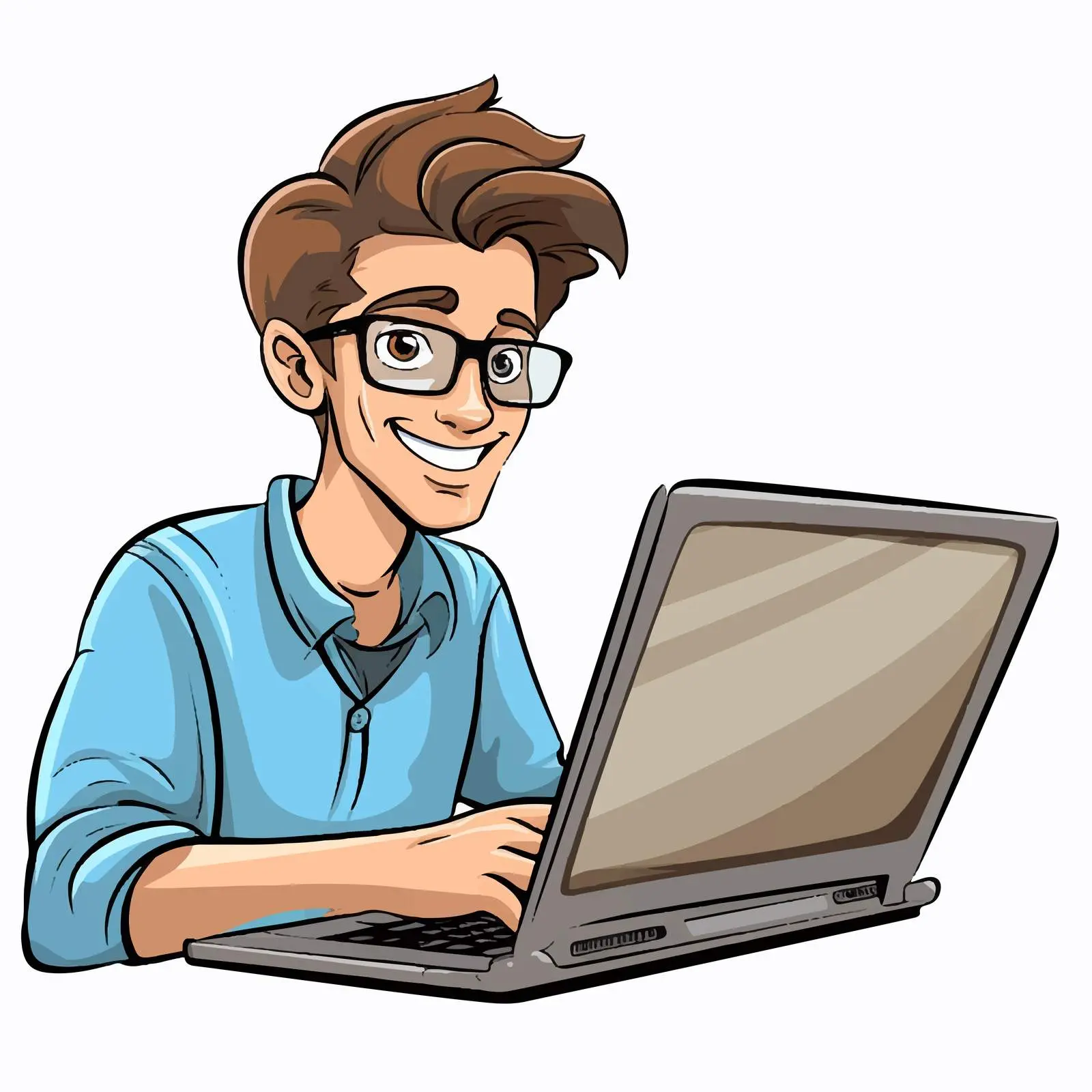 Cartoon Vector of User with Laptop Computer — free download from Dotvec