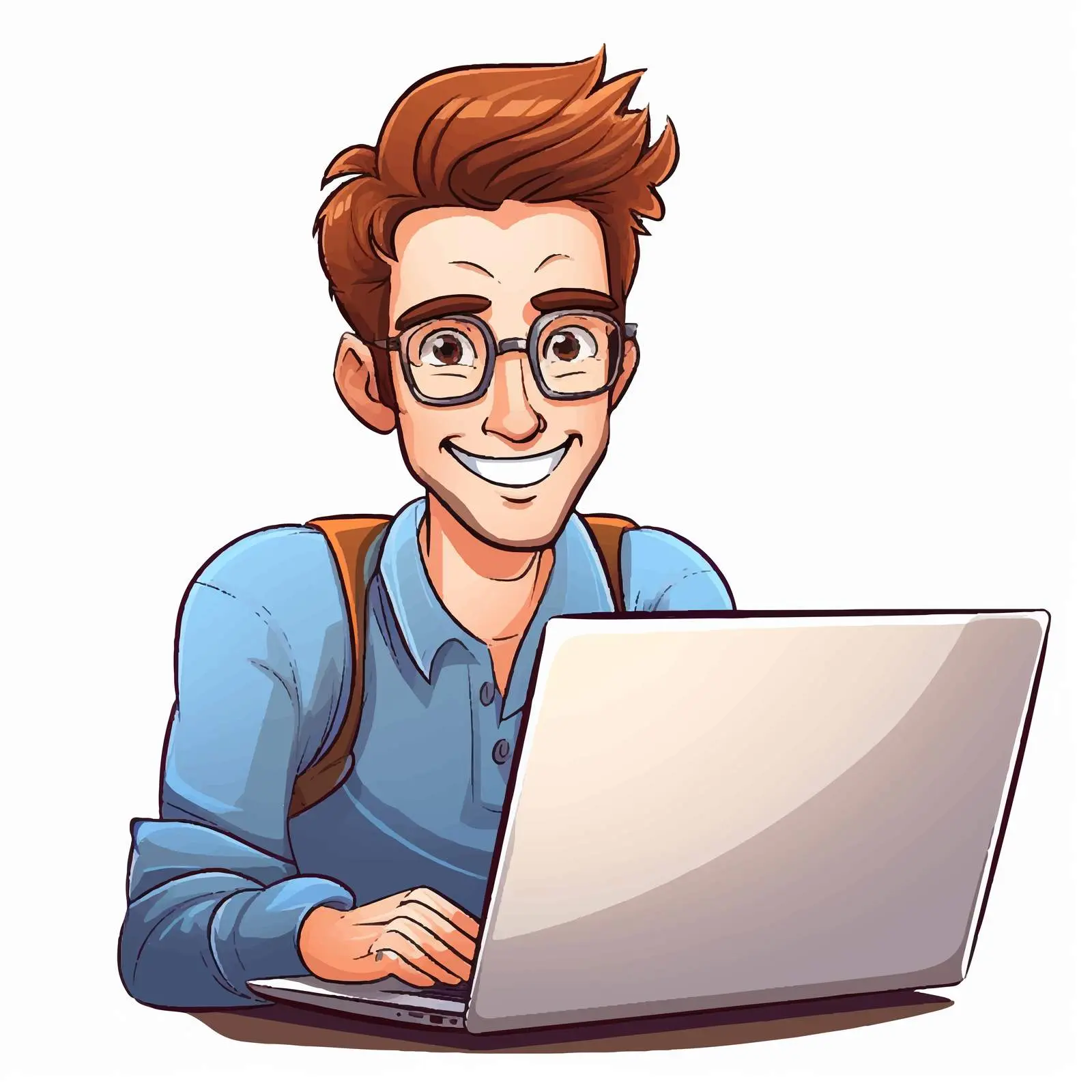 Cartoon User with Laptop Vector Illustration — free download from Dotvec
