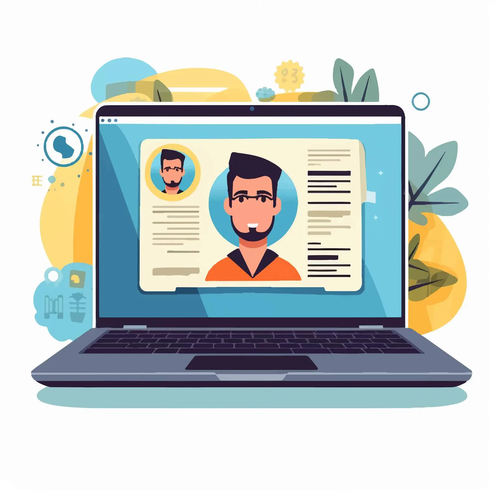 Cartoon Laptop Design for Curriculum Recruitment — free download from Dotvec