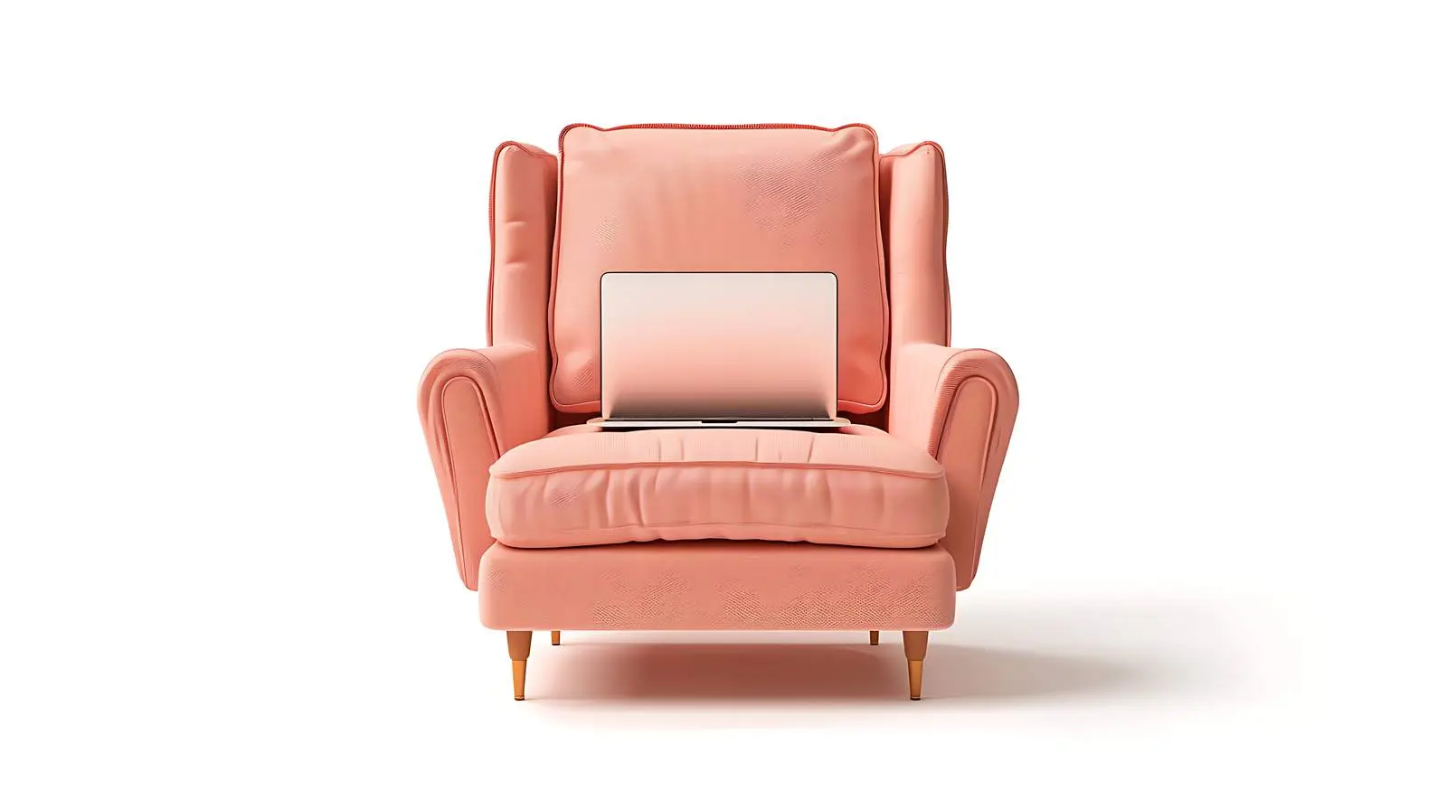 Laptop on Peach Lounge Chair Isolated on White — free download from Dotvec