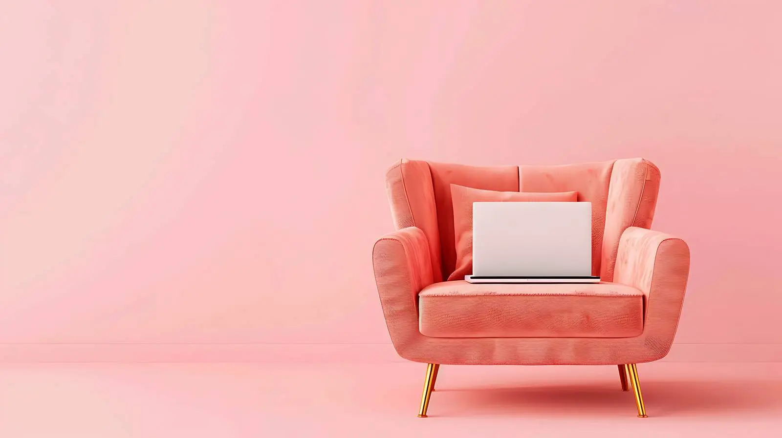 Laptop on Peach Lounge Chair Isolated on White — free download from Dotvec