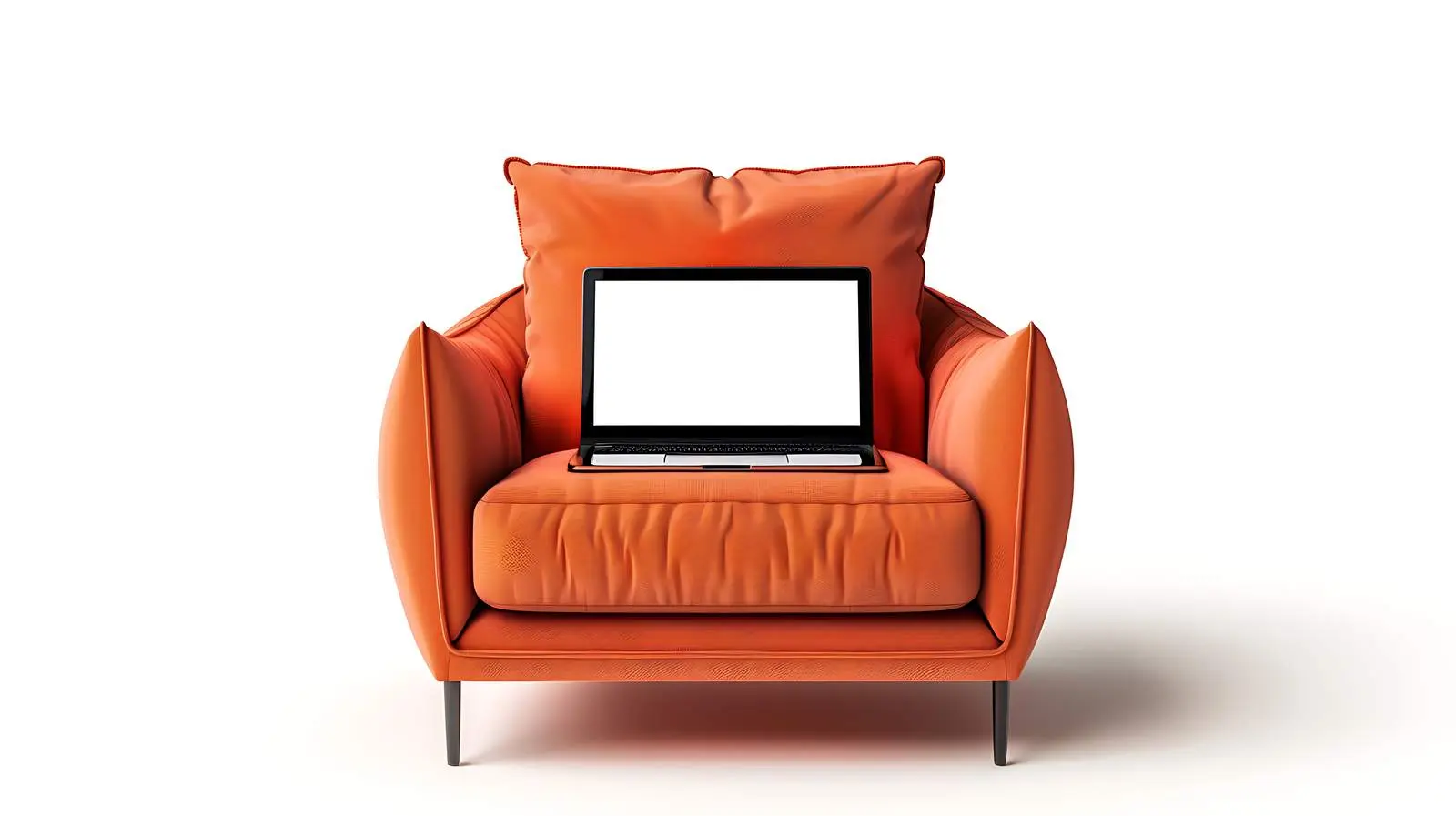 Laptop on Peach Lounge Chair Isolated on White — free download from Dotvec