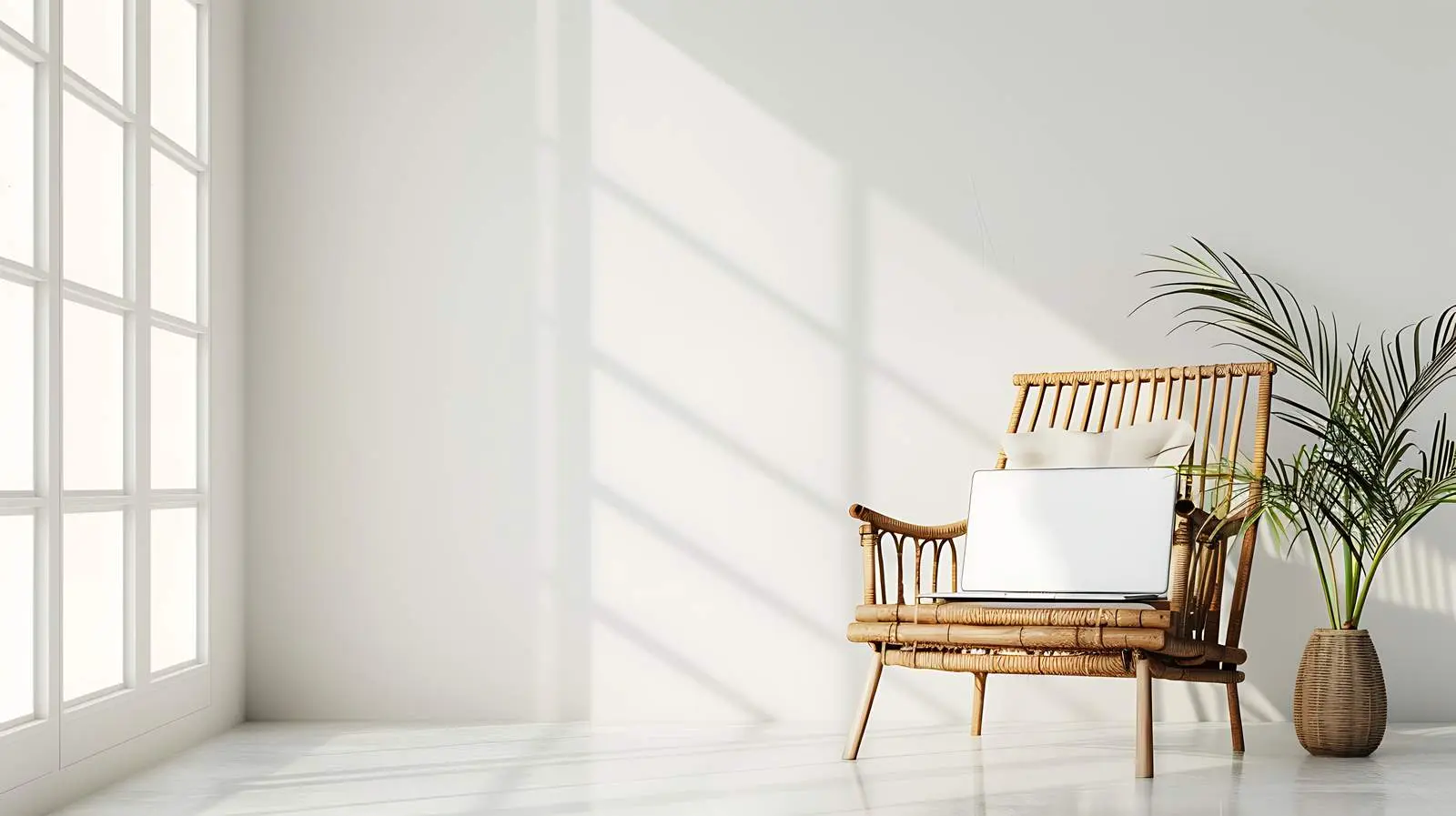 Minimal Home Laptop with Blank Screen Mockup — free download from Dotvec