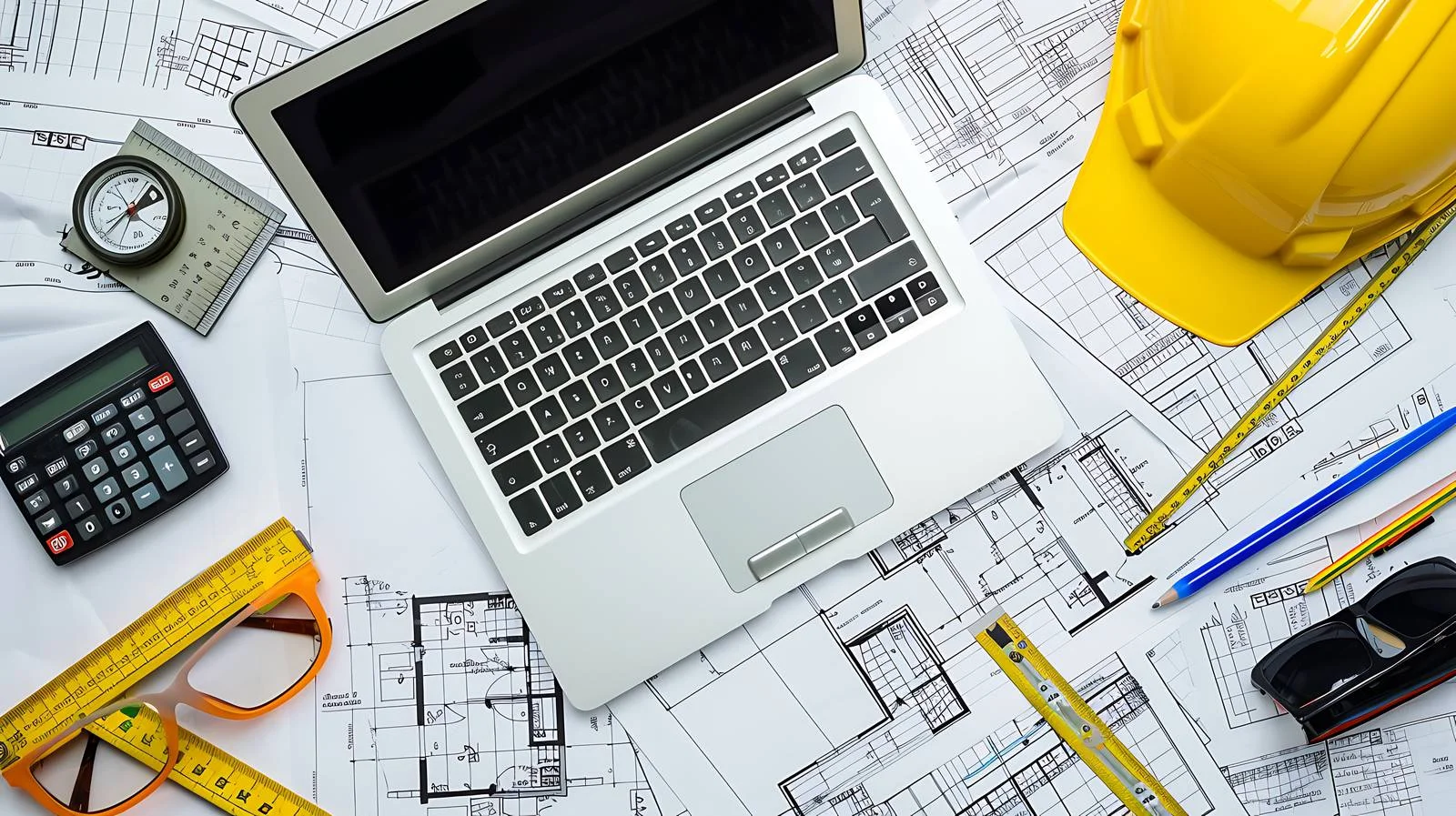 Office Desk Drawings Inspection Laptop — free download from Dotvec