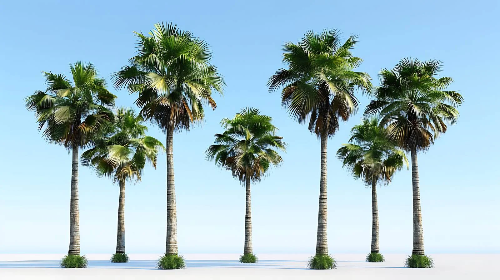 Majestic palm trees sway under clear sky — free download from Dotvec