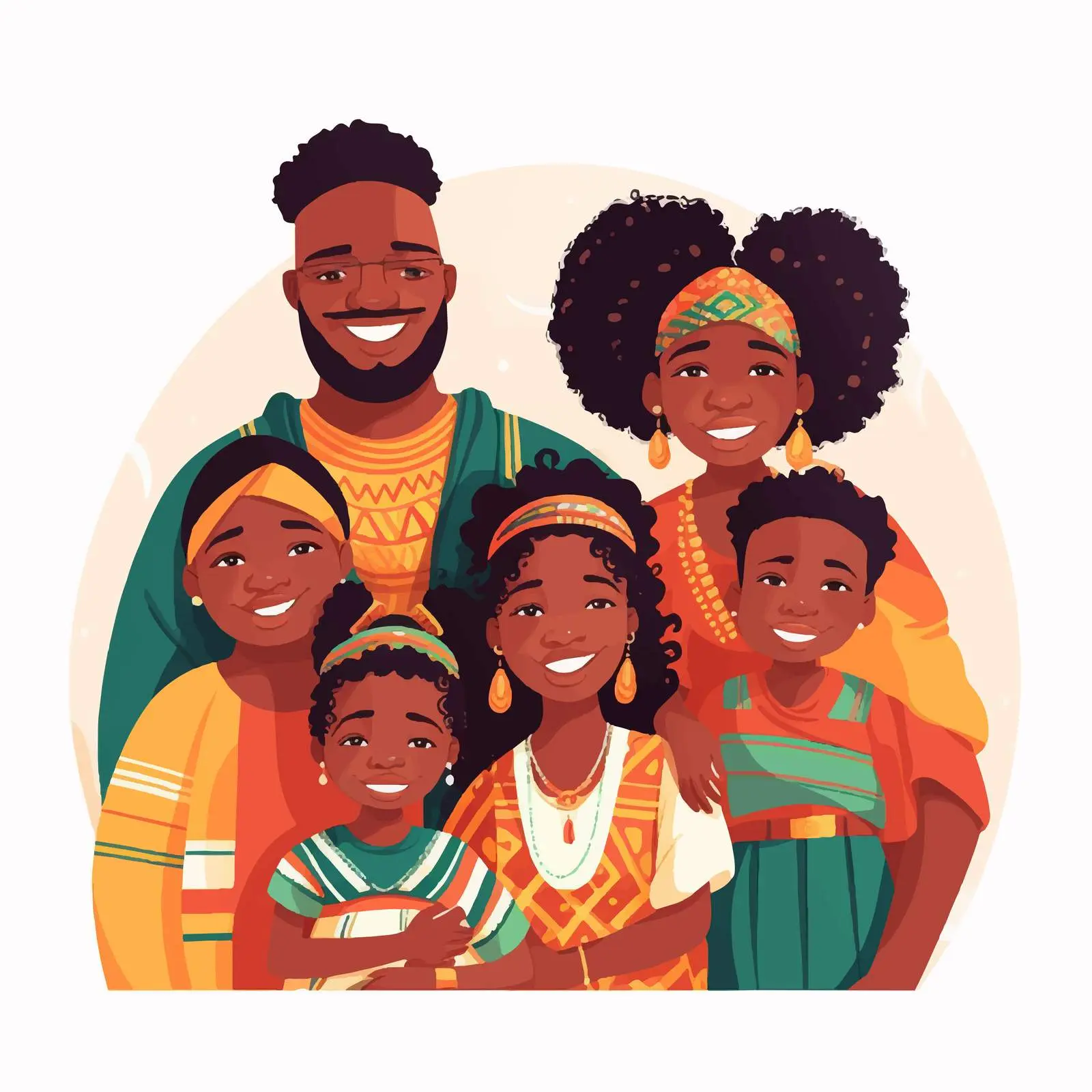 African Family Portrait with Parents and Five Children — free download from Dotvec