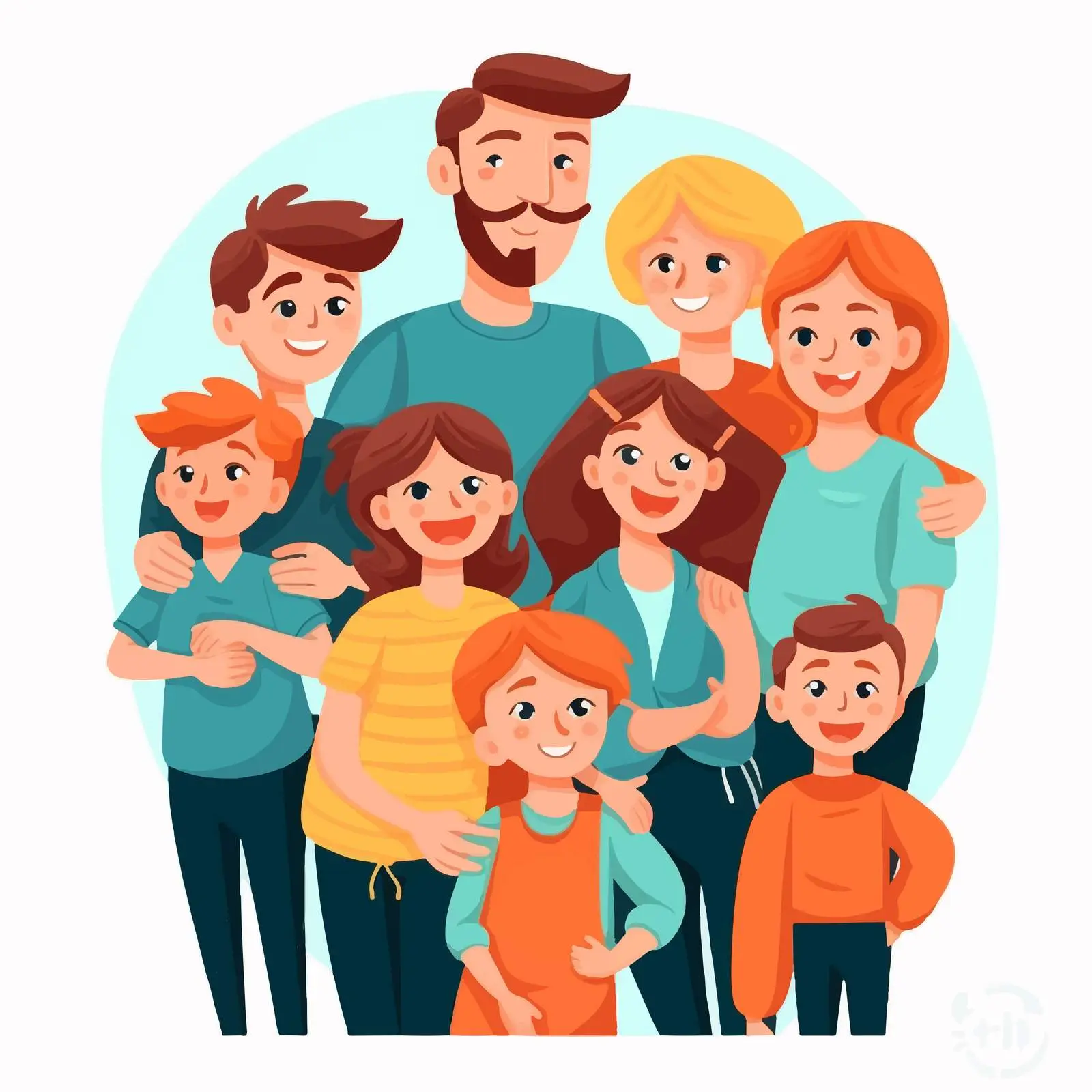 European Family Portrait with Five Children — free download from Dotvec
