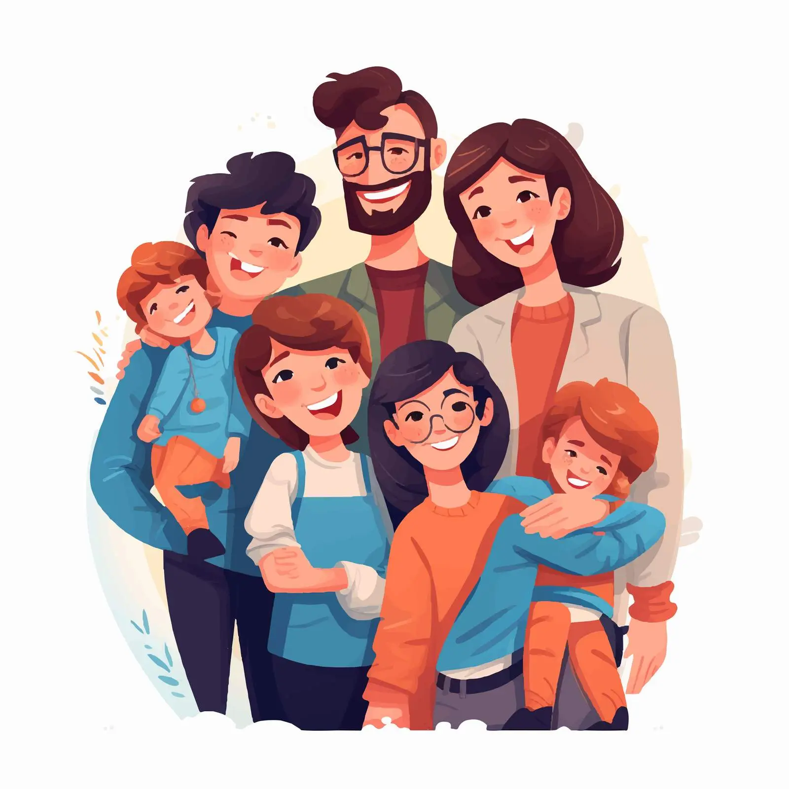 Large Family Portrait with European Parents and Children — free download from Dotvec