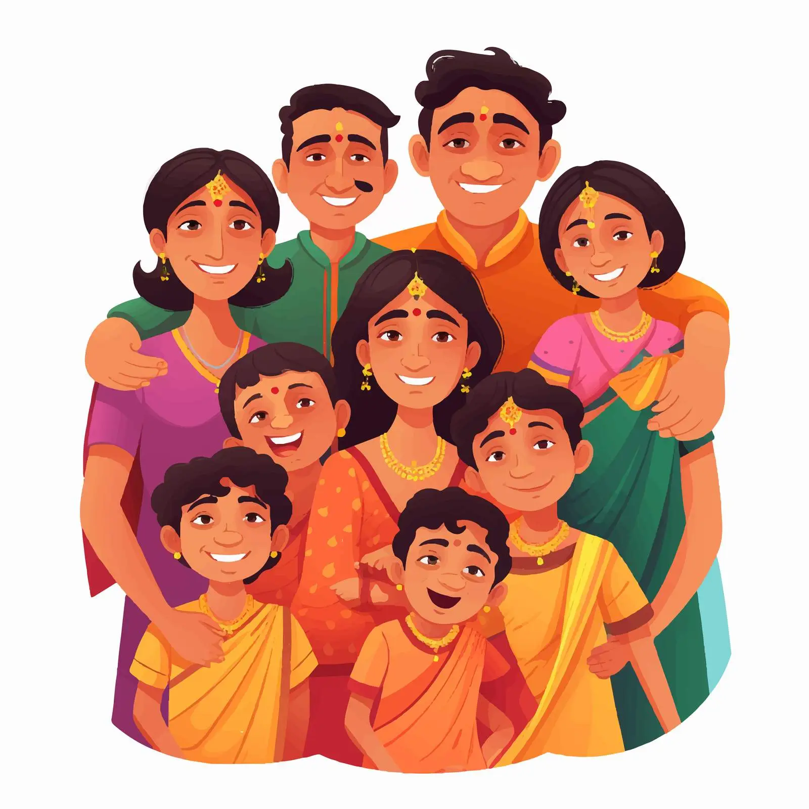 Indian Family Portrait with Five Children – free parental guidance image from Dotvec