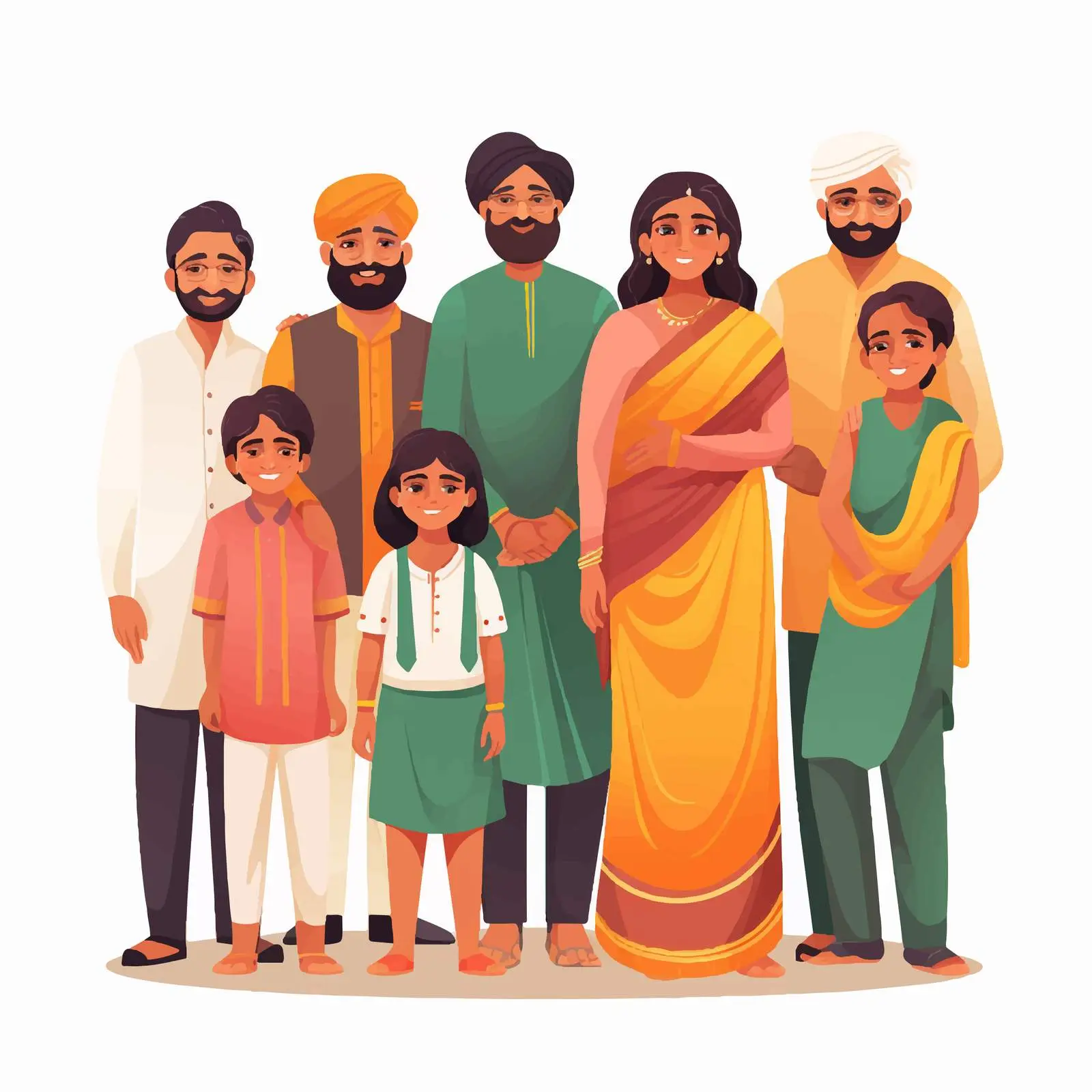 Indian Family Portrait with Five Children – free indian culture image from Dotvec